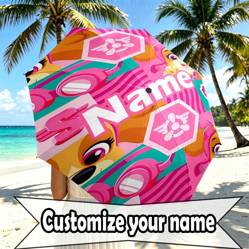 Custom Name Personalized Dog Dog Print Umbrella, Auto Open Close, 8‑Rib Sturdy Frame, Commute Camping Hiking Use, Birthday Gift