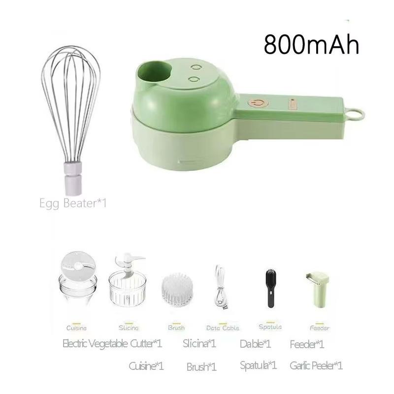 4-in-1 Handlicher Elektrischer Gemüseschneider Kabelloser Food Processor Gemüseschneider Set Pfeffer Knoblauch Stampfen Gehacktes Kochzubehör