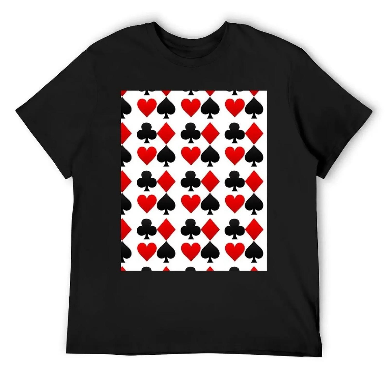Hearts Diamonds Clubs Spades Playing Card T-Shirt Blouse vintage clothes summer top black t shirts for men XXXXXL разноцветный
