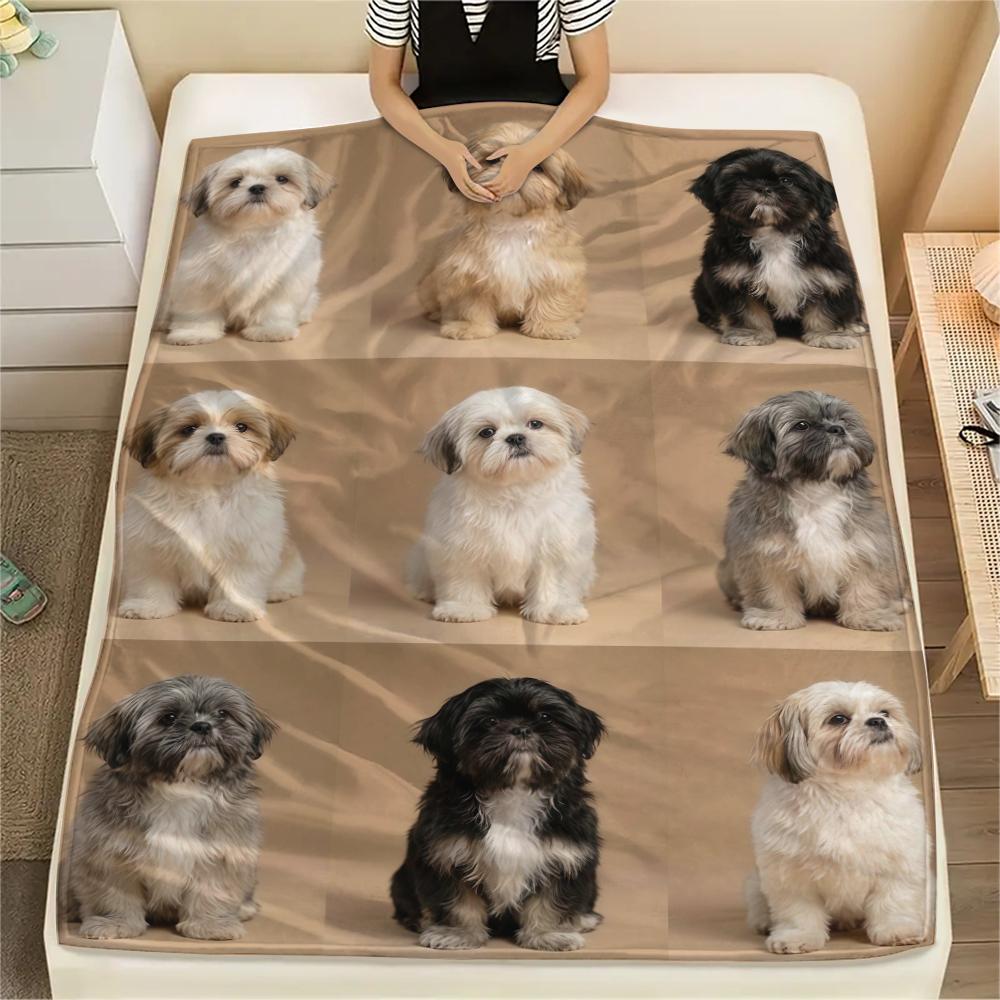 Cute puppy and kitten ID photoPrint Flannel Blanket,High quality Comfortable for All Seasons,Home Decor,Warmth and Comfort,Perfect for Christmas Gifts