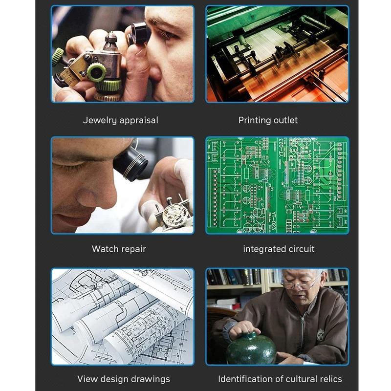 LED Stirnbandlupe Professionelle Lupen für Schmucklupe Uhren Elektronikreparatur 1x 1.5x 2x 2.5x 3.5x Linsenlupe