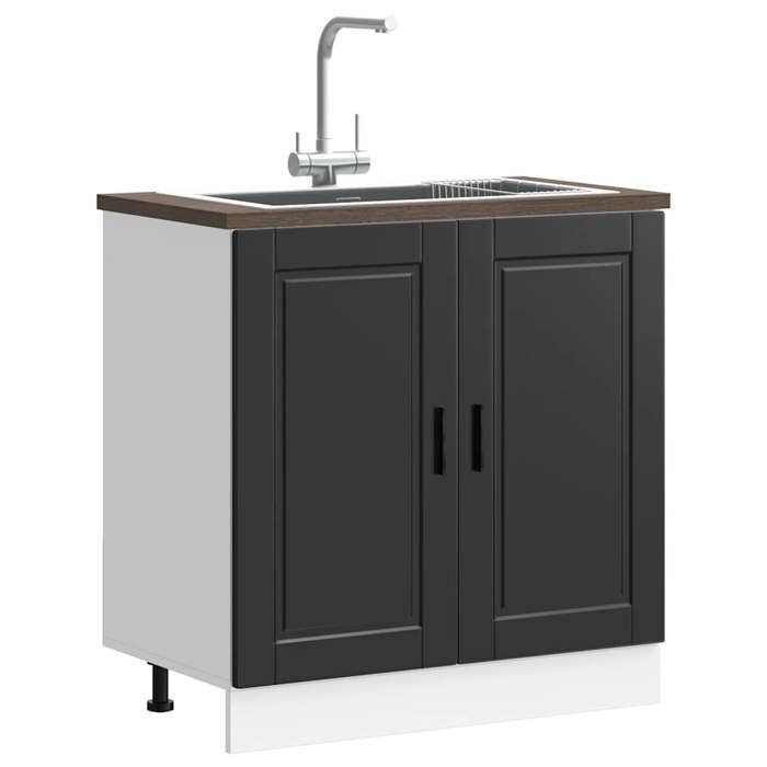 VidaXL Meuble bas pour évier Porto noir 80x46x81,5 cm bois ingénierie 853928