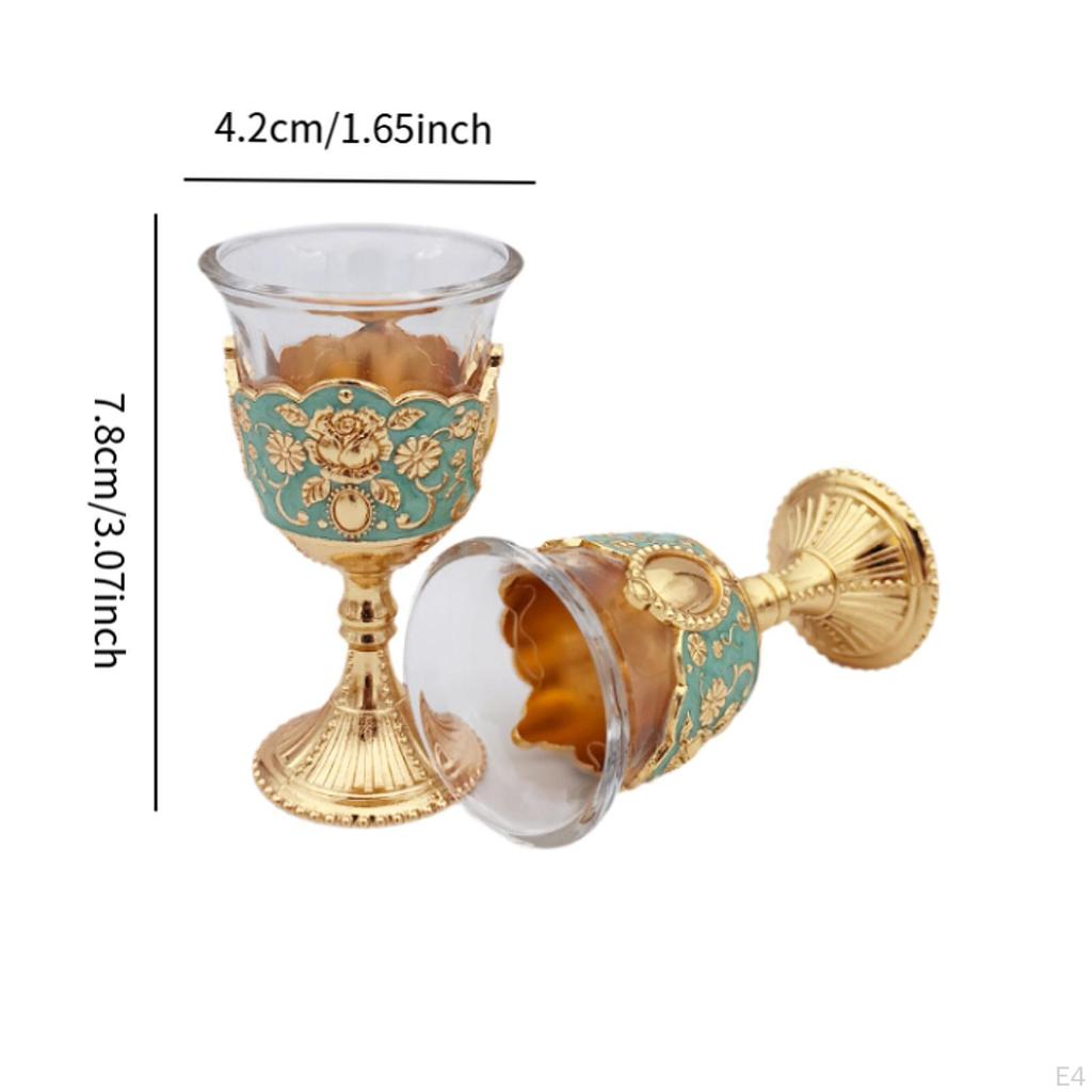 2 Pieces Embossed Wine Cup Toasting Glasses Mini Communion Goblet for Weddings Travel