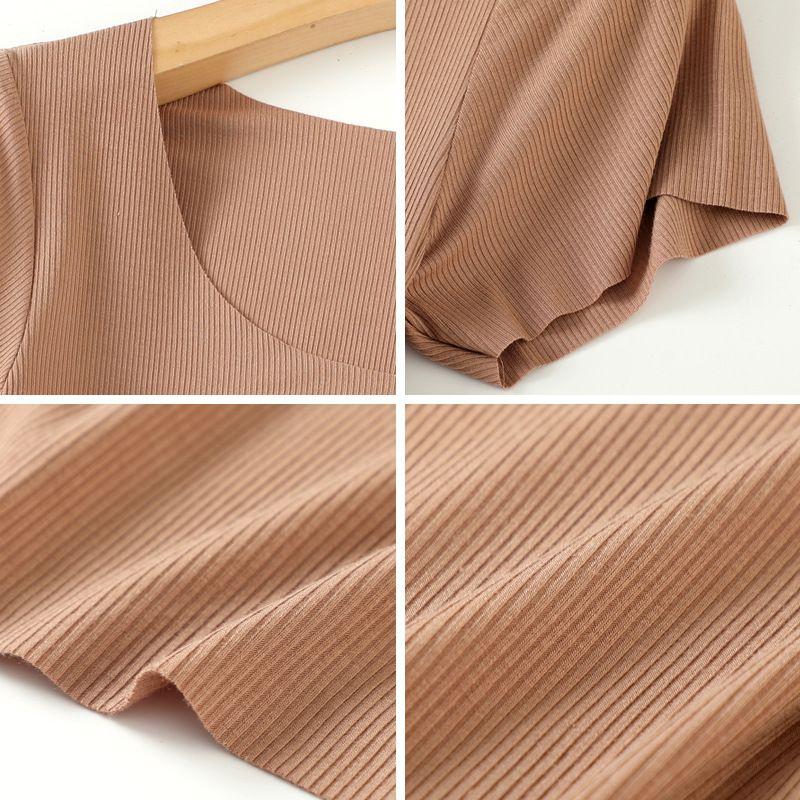 Elegant Summer Short Sleeves Tops Sexy Women Basic Tees Cropped T-shirt Blouse