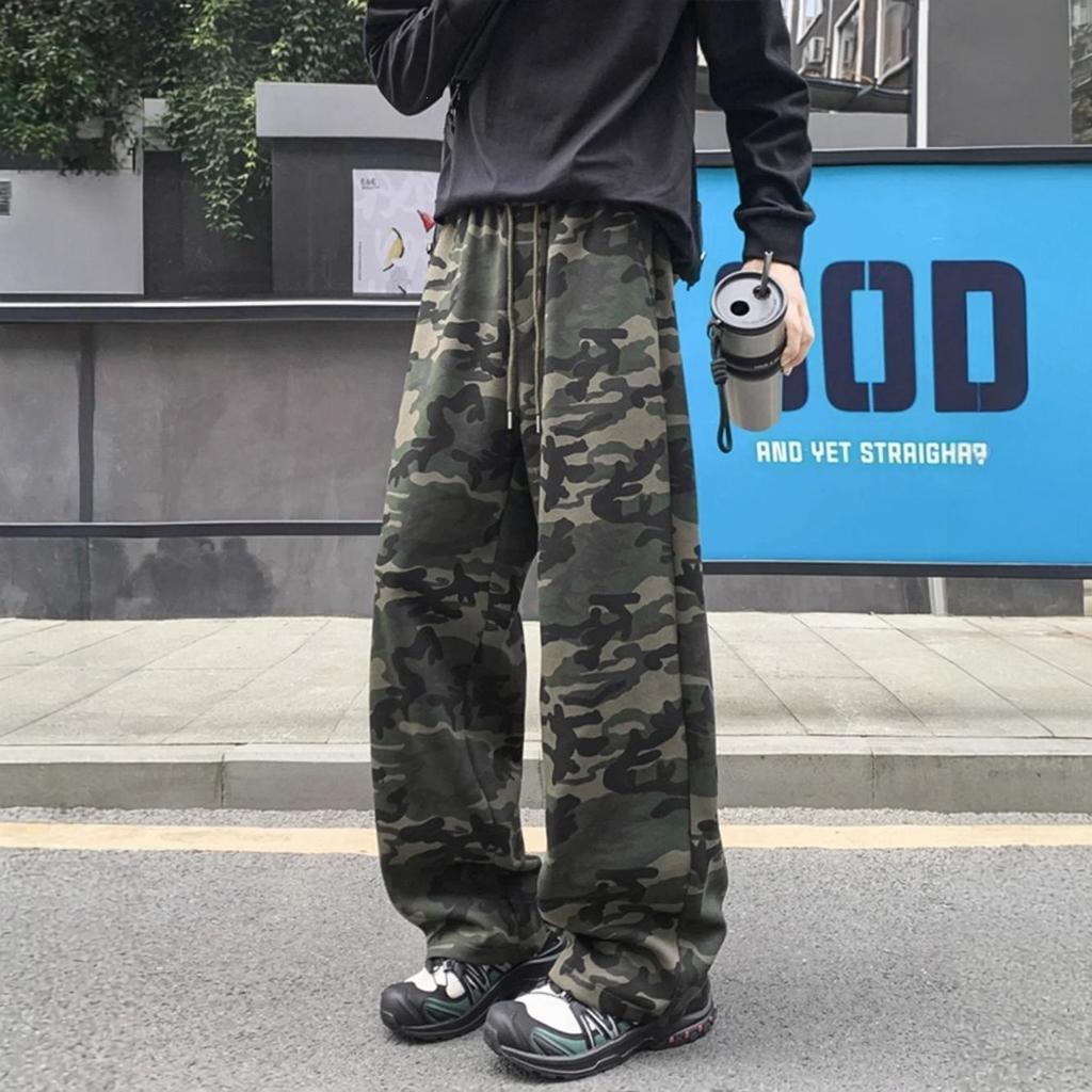 High Street Camouflage Loose Trousers Men's Autumn Trendy Brand American Personality Versatile Hip Hop Sweatpants Casual Straight Ruffian Handsome
