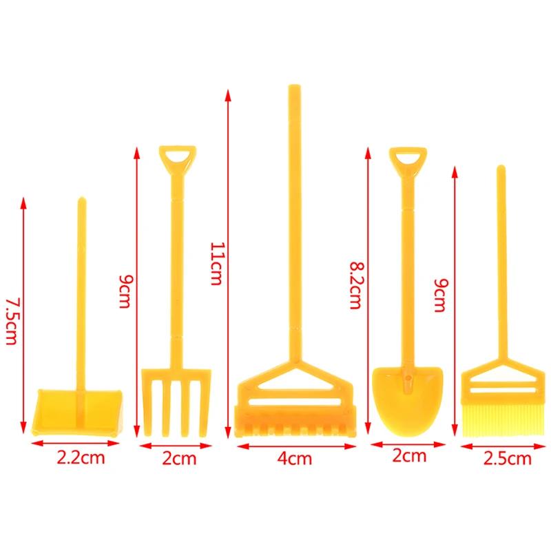 1/12 Dollhouse Miniature Simulation Hoe Farm Axe Spade Shovel Hoe Rake Watering Pot Hammer Farm Gardening Tools Accessories Set