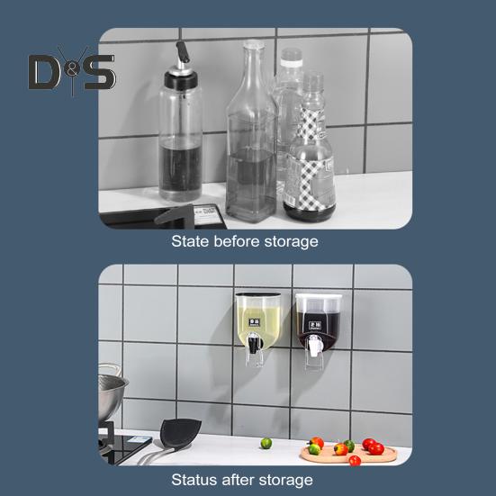 1/2 Stück Ölflaschenspender für die Wandmontage in der Küche, durchsichtiger Gewürzbehälter aus Kunststoff mit breiter Öffnung