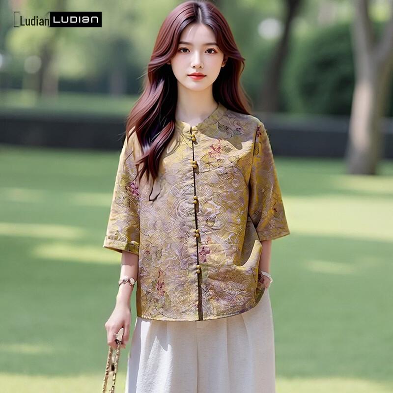 Ludian Women s Casual Floral Cardigan Shirt 180/100A