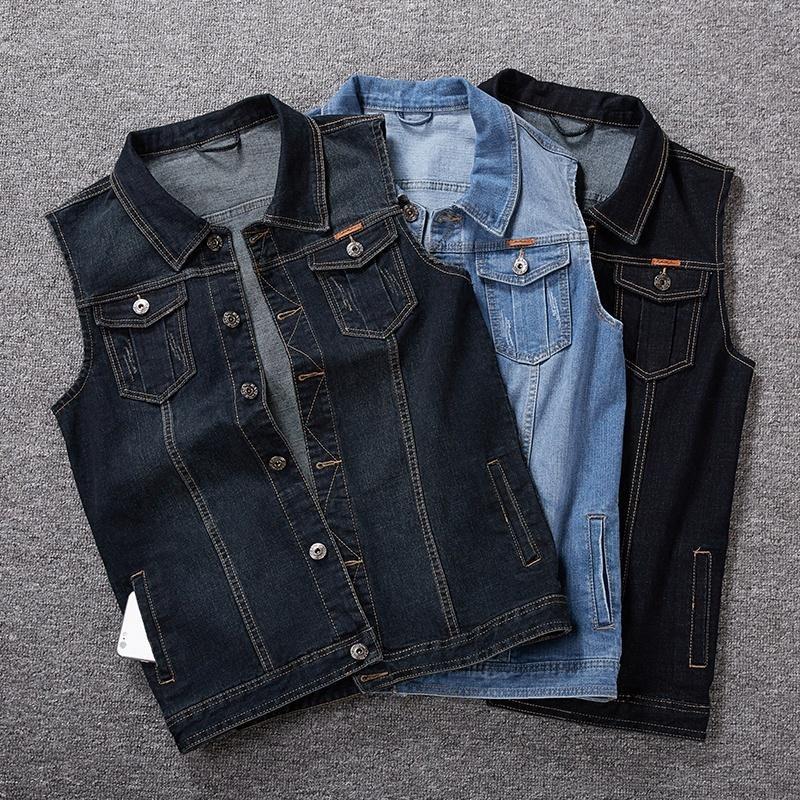 Plus Größe 8XL 7XL 6XL 5XLCotton Jeans Ärmellose Jacke Weste Männer Denim Jeans Weste