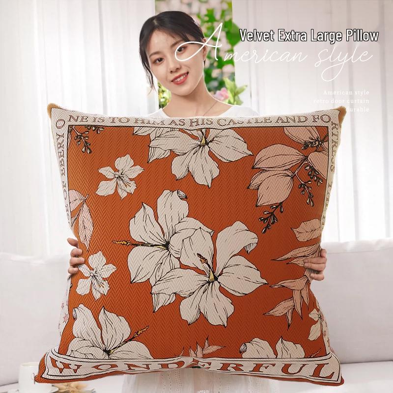 American Retro Sofa Bed Backrest - Large, Super Soft Throw Pillow with High-End Pillowcase (Core Not Included)
