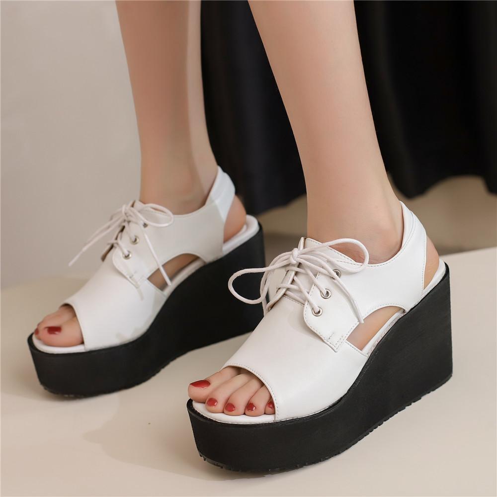 Fashion Women Wedges Sandals Summer Thick Bottom Waterproof Platform Dress Banquet Comfortable Open Toed Workwear Large Size 32-48 Pink