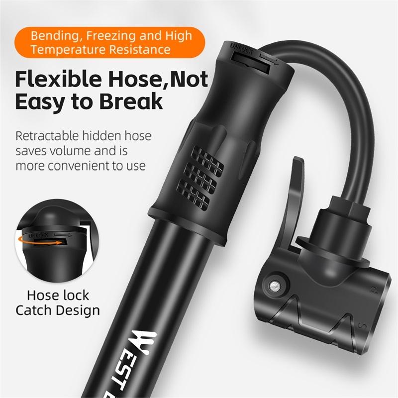 WEST BIKING Mini Bike Pump Aluminum Alloy Bicycle Hand Air Pump Tire Inflator Schrader Presta Valve MTB Road Cycling Pump