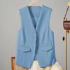 Women Suit Vest Elegant Women's V Neck Business Vest Sleeveless Waistcoat for Office Commute Style Solid Color Single-breasted