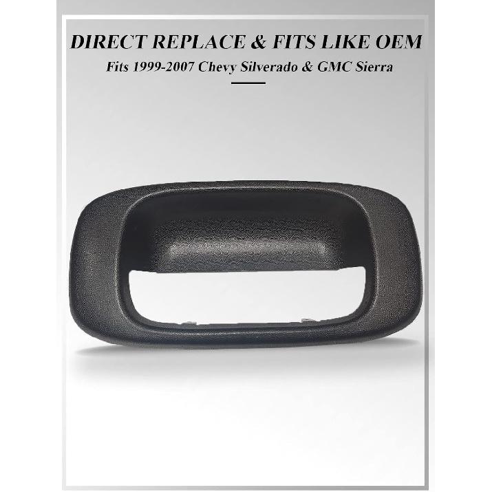 SYOAUTO Tailgate Handle Bezel Trim Fits For 1999-2007 Chevy Silverado GMC Sierra 1500 2500 3500 Black Textured Replaces# 15228539, 15228540,