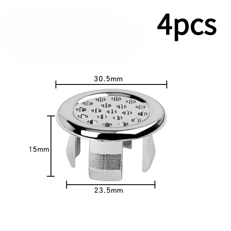 4pcs Elegant Stainless Steel Sink Drain Cover with Decorative Knob -Leak-Proof Easy-Install Overflow Stopper for Bathroom