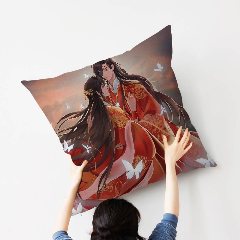 1pc Heavenly Officials Blessing Animation Cushion Cover Car Throw Pillow Case For Sofa Car Christmas Gift 40x40cm 45x45cm