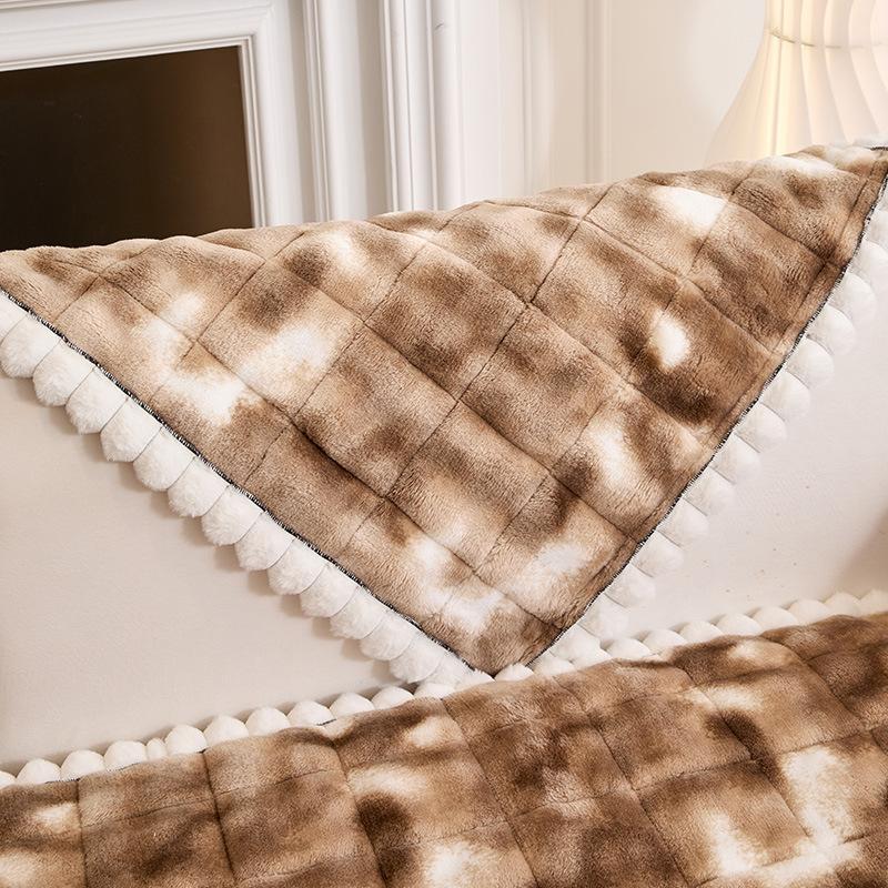 Flannel Sofa Cushion Autumn And Winter Soft And Warm  New Leather Sofa Cover Non-Slip Cover Cloth Towel Seat Cushion