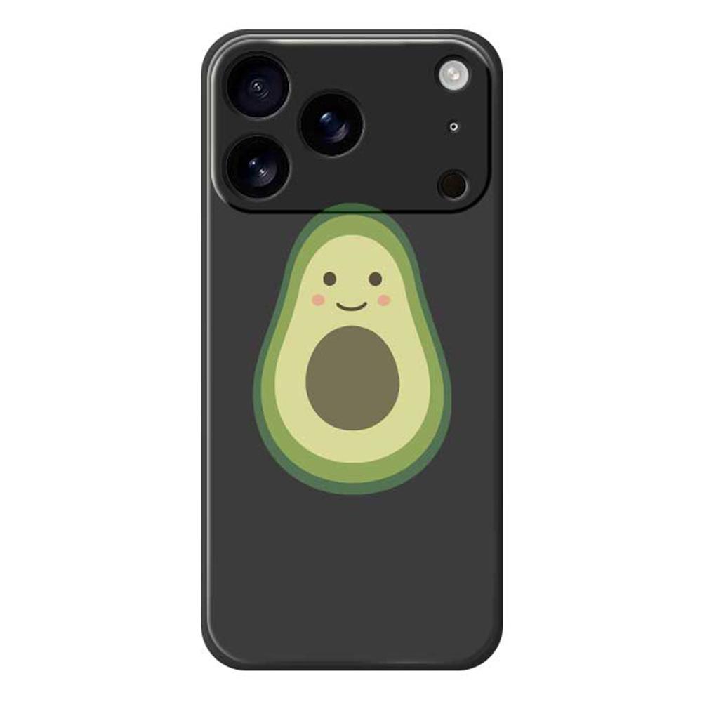 

For iPhone 17 Pro Case Cute Avocado Pattern Printing Straight Edge TPU Phone Back Cover Black