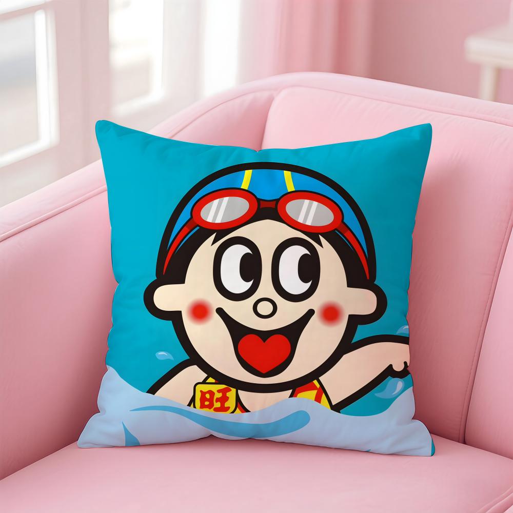 cartoon W-Wangzai Cushion Cover Home & Car Multi-Scene Pillow Cover - Reversible, Soft & Durable for Daily Use