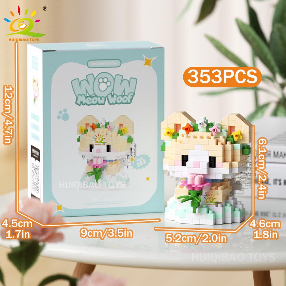 MINI Working Cat Pet Dog Micro Model Building Block Set Kids City Cartoon Animal Diamond Bricks Educational Toys Adult