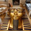 Golden Pharaoh's Mask Design Patterned carpet, non slip mat suitable for living room and bedroom sofas
