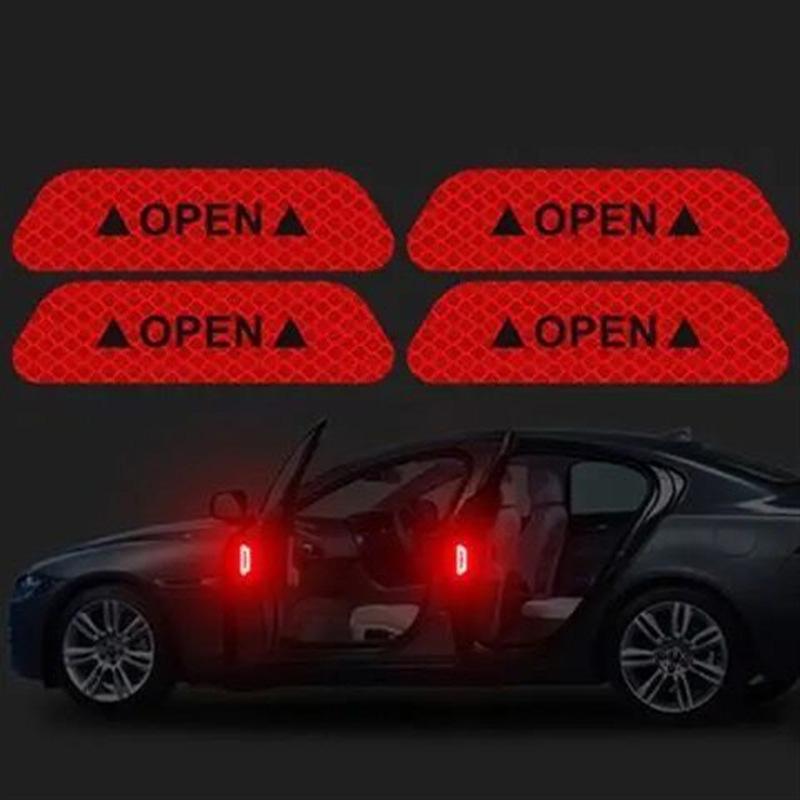 4pcs Car Door Reflective Sticker Open Door Warning Anti-collision Sticker Modified Car Body Decoration Creative Car Sticker