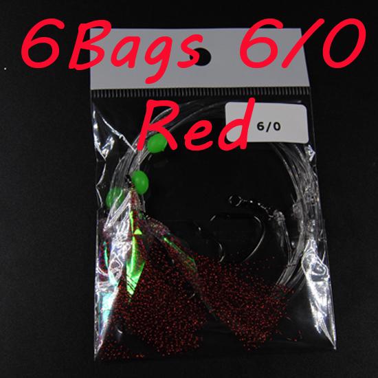 6 Taschen 3 Haken 6/0 Big Flasher Rig Fischhaut Sabiki Snapper Snatcher Kabeljau-Angelköder mit scharfen Haken