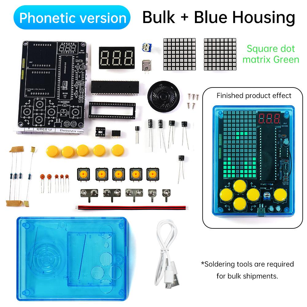 Voice Version 7 Pixel Game Console Electronic DIY kits Muyu Handheld 51 Single-chip Computer DIY Welding Practice Parts USB