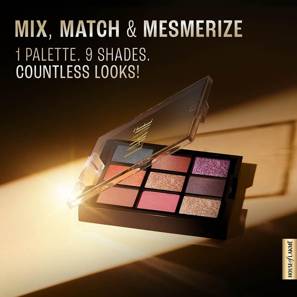 LAKMÉ Palette Ombretti 9 In 1 Eveningglam 11.7G - Opaco, Brillante E Metallico