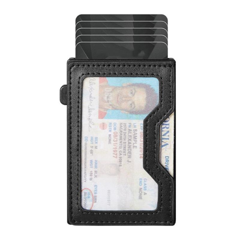 Geantă Nouă pentru Carduri de Bărbați RFID Capacitate Mare Cutie Automată pentru Carduri Multifuncțională Portabilă Magnetică Geantă pentru Carduri de Telefon Mobil Portofel din Piele