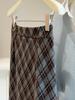 Women's Autumn Plaid Brushed Midi Skirt 2025 - High Waist, Bodycon, Back Slit