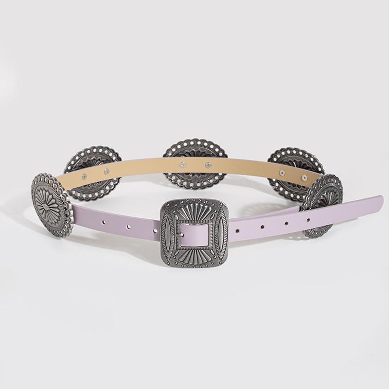 Vintage Western Style Waist Belt Handmade Alloy Buckle For Ladies Daily Wear
