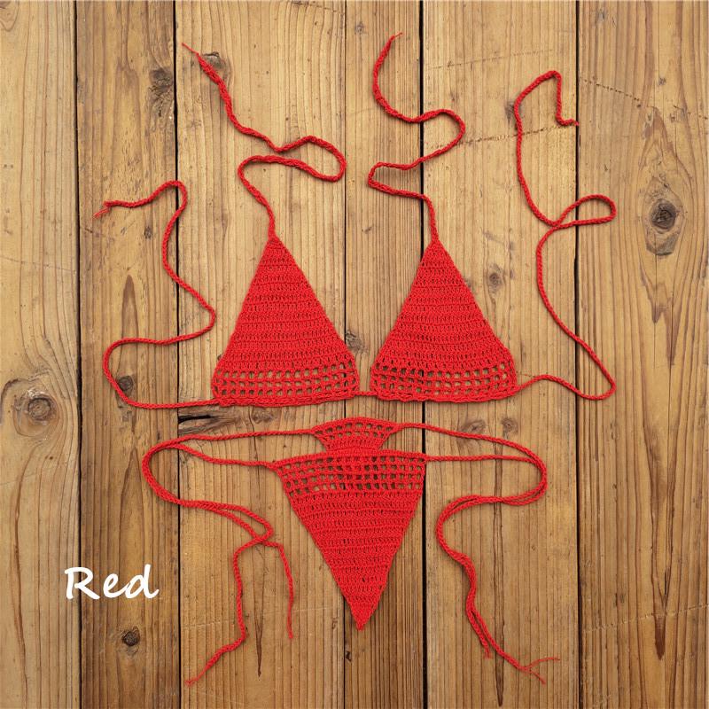 

Трендовий купальник мікробікіні, пов язаний гачком для засмаги - Популярний в Європі та Америці M червоний