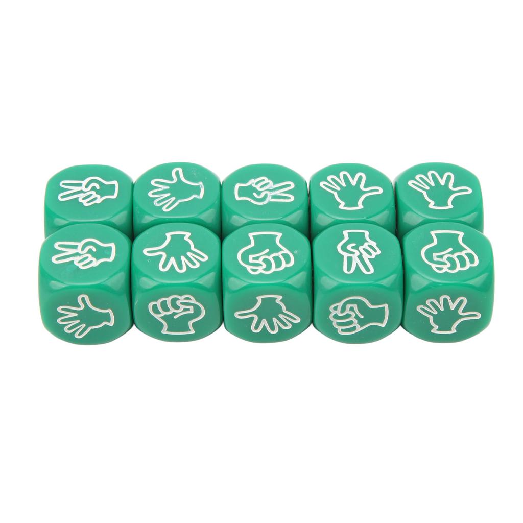 10Pcs Dice Set 6 Sided Waterproof Antioxidant Finger Guessing Game Dice for Board Game Education Green