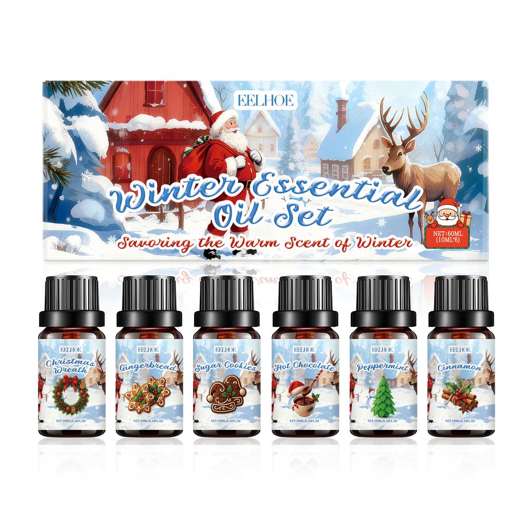 EELHOE Winter Essential Oils Set Festive Atmosphere Indoor Air Freshener Home Aromatherapy Wood Scent Room Deodorizer
