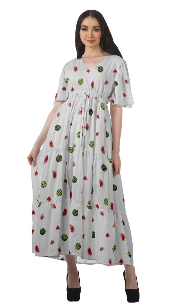 Moomaya Women Party Night Dresses Plus Size Printed Casual Wear Ladies