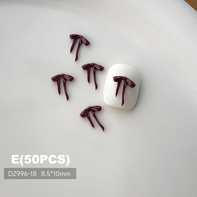 50 Pcs For DIY Manicure And Salon Decoration Soft Mini Bow Shape Nail Art Charms Mix Color 3D Bowknot Resin Accessories
