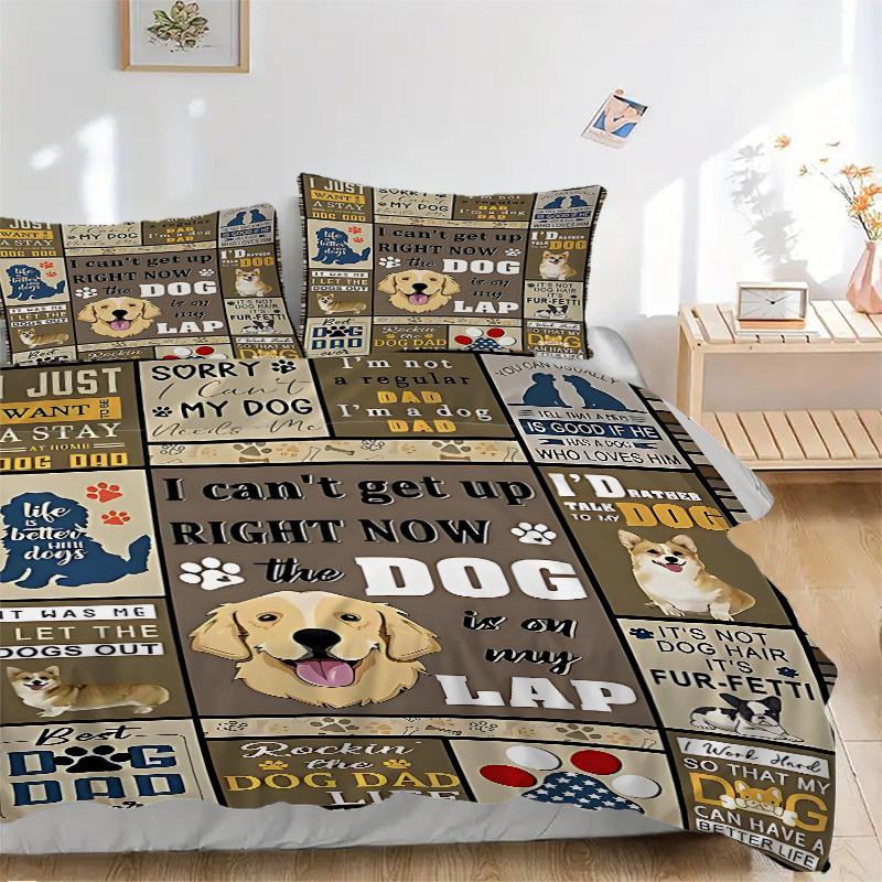 

3PCs Pet Lover Gifts Design Cover Set, Breathable Fabric, Machine Washable (1 Duvet Cover + 2 Pillowcases) (Without Quilt) yy250911142 135x200cm