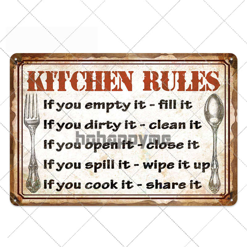 Segno di Latta Metallico Vintage per Cucina Poster Retrò Piatto per Cibo Pub Bar Cucina Sala da Pranzo Decorazione Murale Decorazione per la Casa 20*30cm