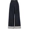 VEROMODA 2025 Summer Pure Cotton Striped Patchwork Loose Wide-Leg Jeans
