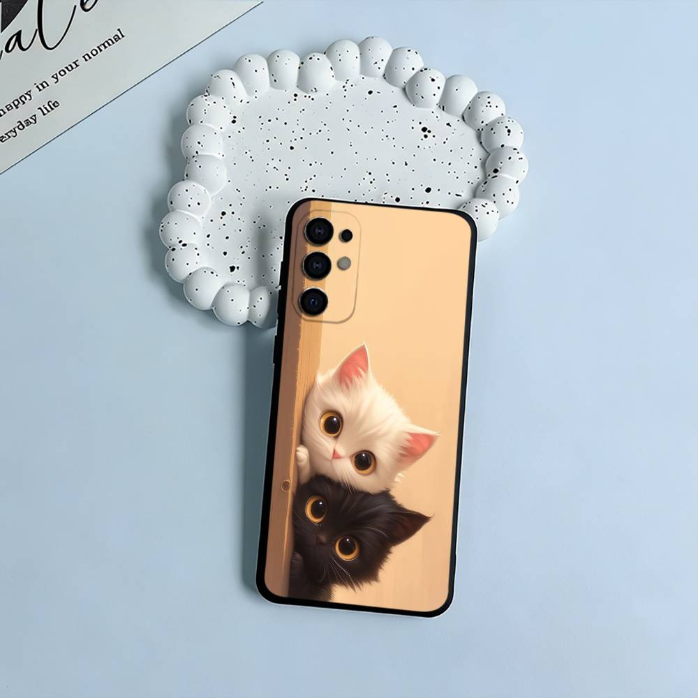 cartoon cats Phone Case For Samsung S25,S24,S21,S22,S23,S30,Ultra,S20,Plus,Fe,Lite,Black Soft Silicone