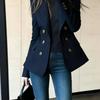 French Style Navy Blue Double Breasted Suit Spring Powerful Commuting Coat