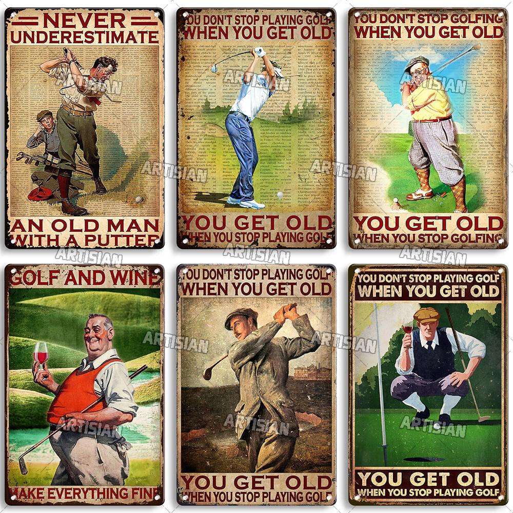 Artisian Golf Golfer Metal Sign Sport Tin Plaque Vintage Decorative Poster Wall Decor Garage Bar Pub Club Hotel Cafe Kitchen