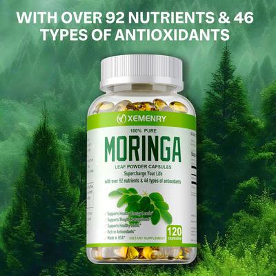 Les capsules bio de Moringa stimulent l'immunité et l'énergie, favorisent le métabolisme, aident à la perte de poids naturelle et apportent des bienfaits antioxydants.