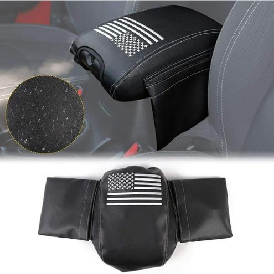 Center Armrest Cover Pad Storage Bag with US Flag for Jeep Wrangler JK 2011-2018