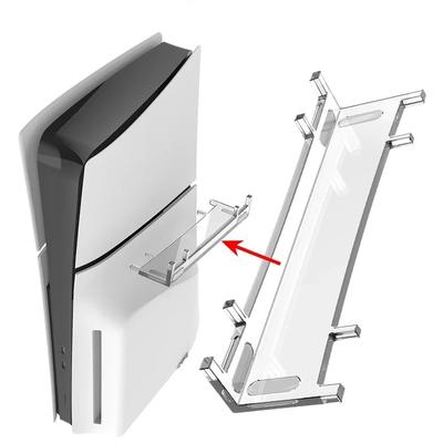 Suporte de montagem de console para PS5 Slim, suporte horizontal para controle de jogos, suporte de acrílico para base de suporte, suporte para armazenamento e resfriamento