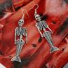 Halloween Gothic Skull Necklace Punk Skull Jewelry Mermaid Skull Fish Tail Pendant Punk Fashion Necklace Earring Keychain Gift