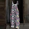 Women's Jumpsuit Christmas Print Casual Loose Vintage Shoulder Strap Cotton Linen