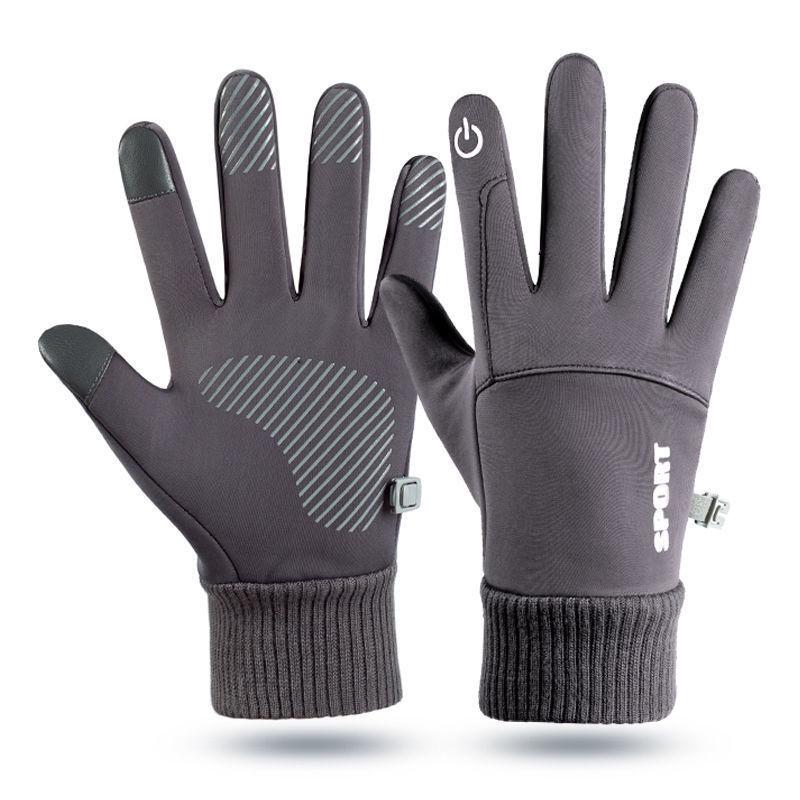 Men's Winter Touchscreen Cycling Gloves - Warm Velvet, Windproof & Waterproof for Outdoor and Electric Car Use