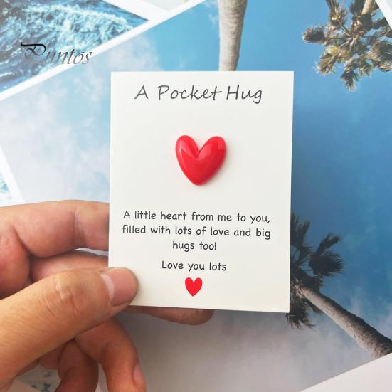 Pocket Hug Heart mit Grußkarten Fernbeziehung Geschenk für Mama Ehefrau Kleines Herz Pocket Hug Token für Valentinstag Weihnachten